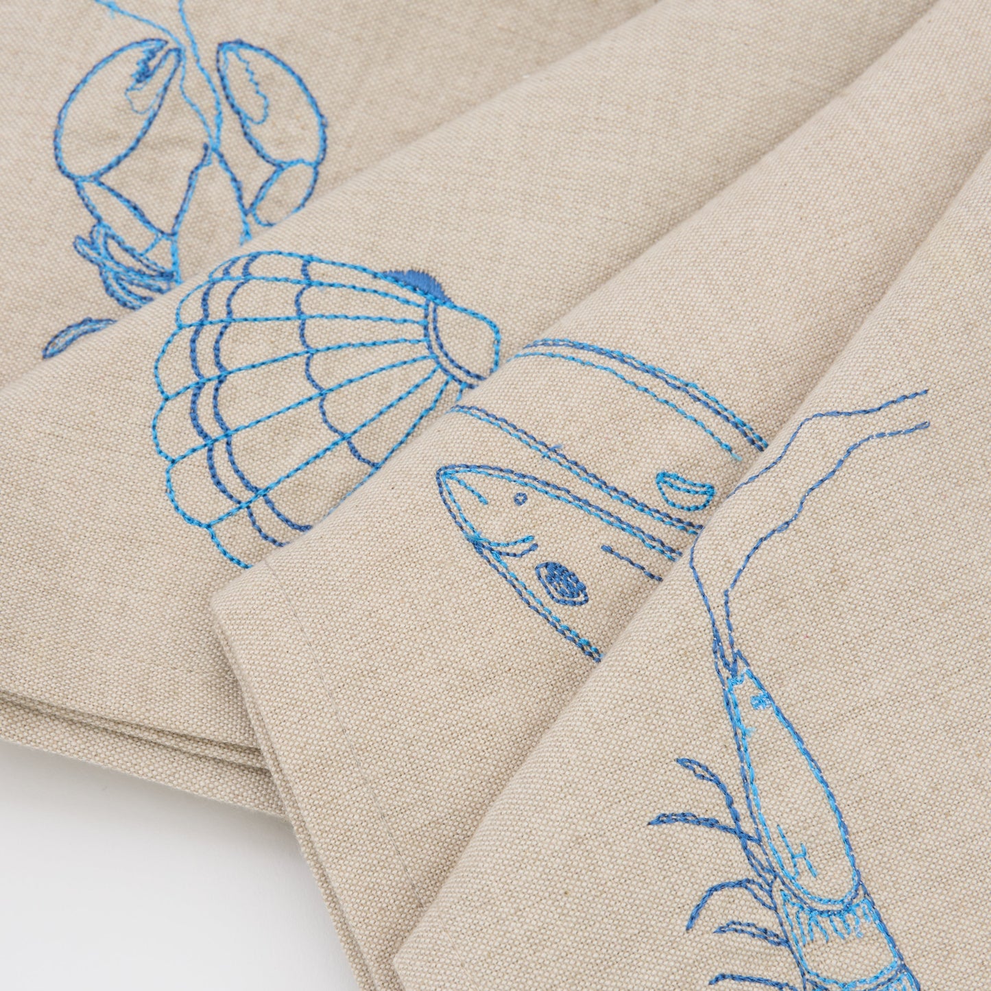 Embroidered Seafood Napkins S/4