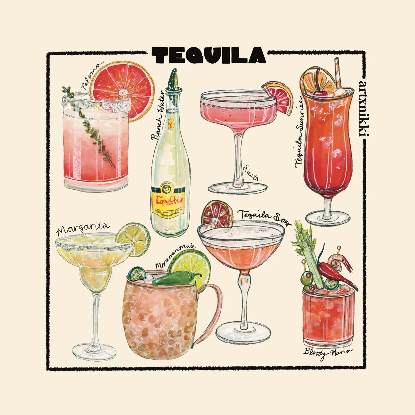Classic Cocktail Coasters S/4