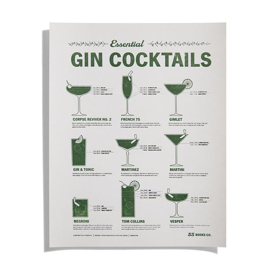 Letterpress Gin Cocktail Print