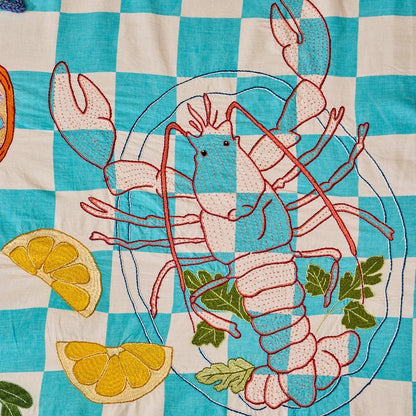 Hand Embroidered Seascape Linens