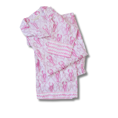 Starboard and Co. Night Suits-Pink Lobsters