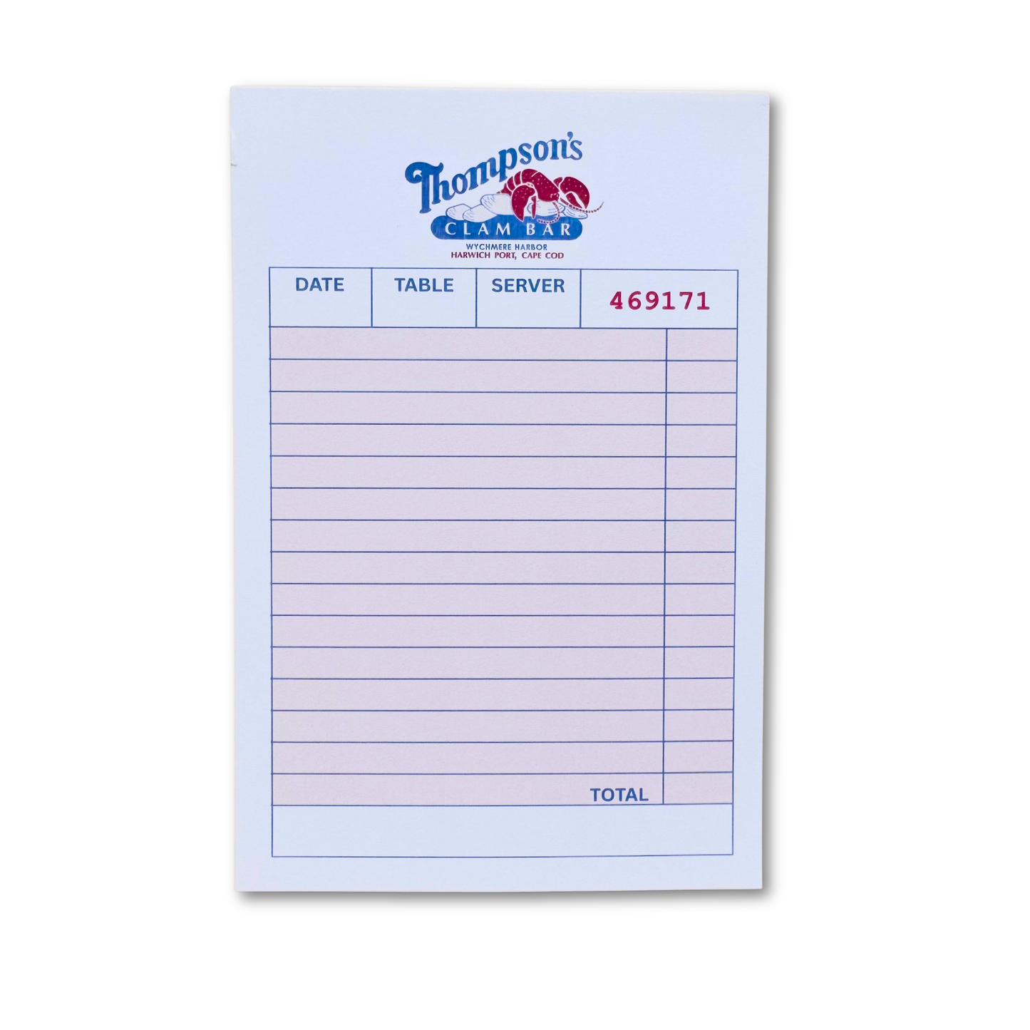 Thompson's Clam Bar Guest Check Pad