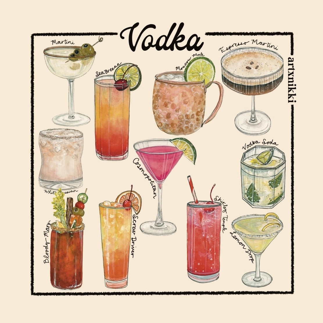 Classic Cocktail Coasters S/4