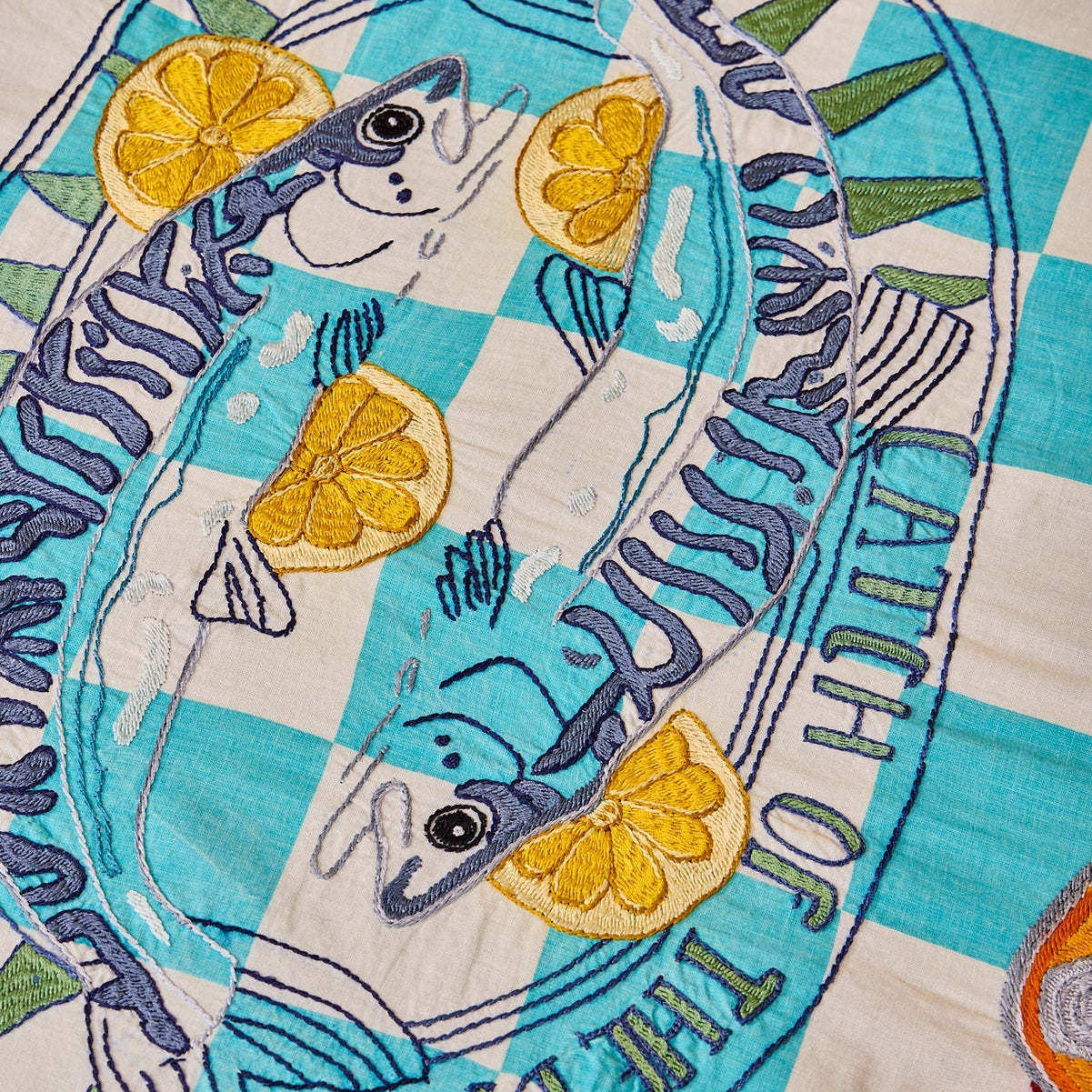 Hand Embroidered Seascape Linens