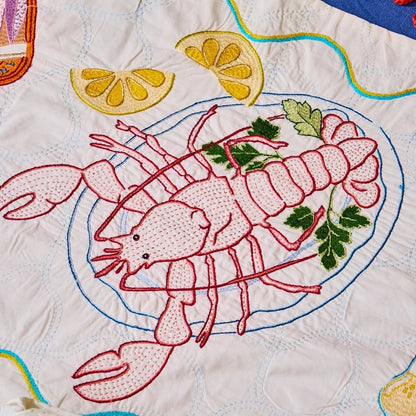 Hand Embroidered Seascape Linens