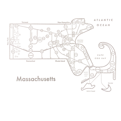 Massachusetts Map Print