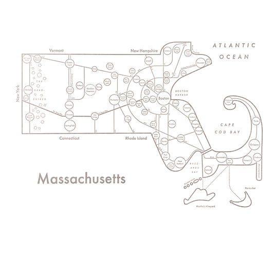 Massachusetts Map Print