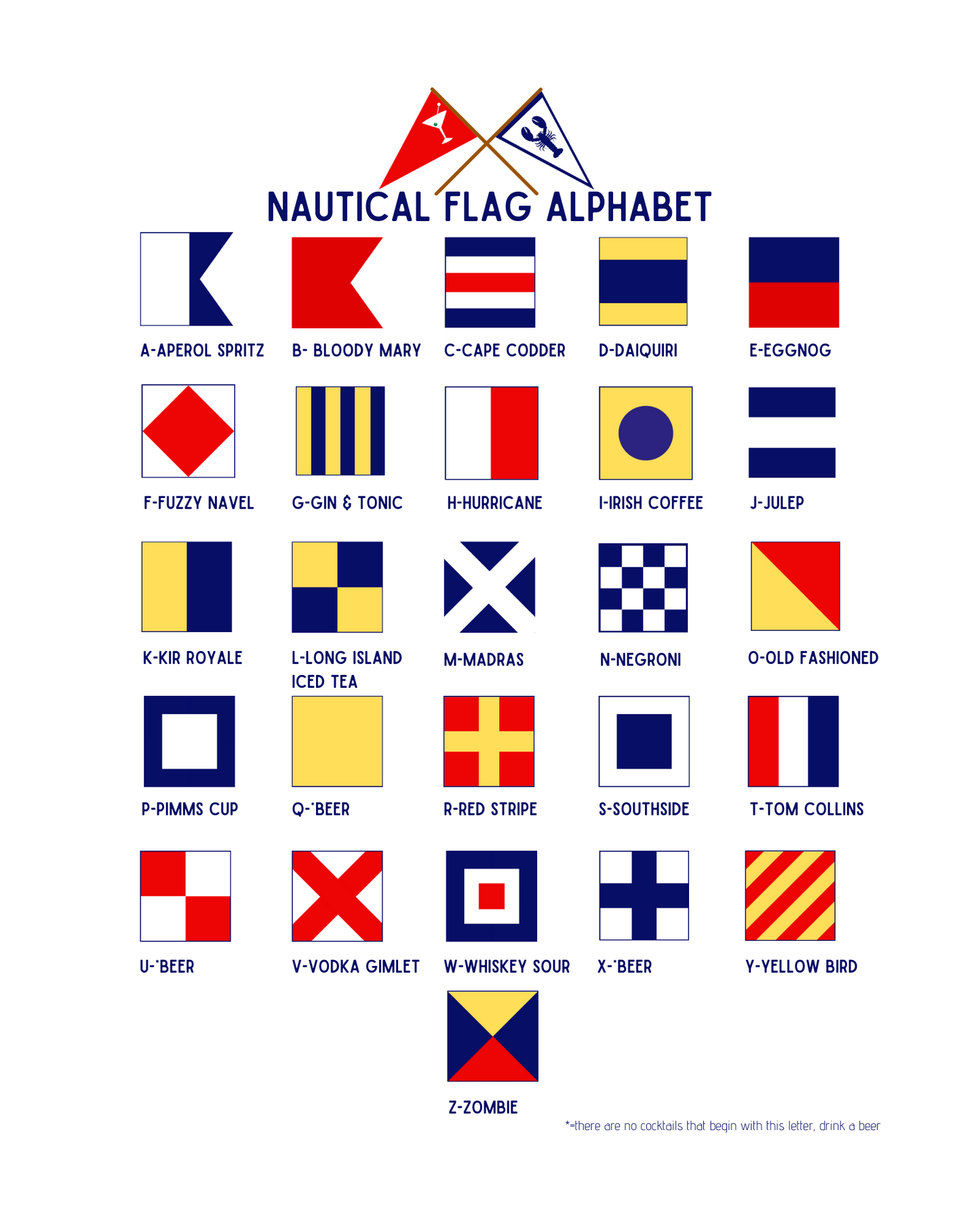 Nautical-Cocktail Flag Cards S-8