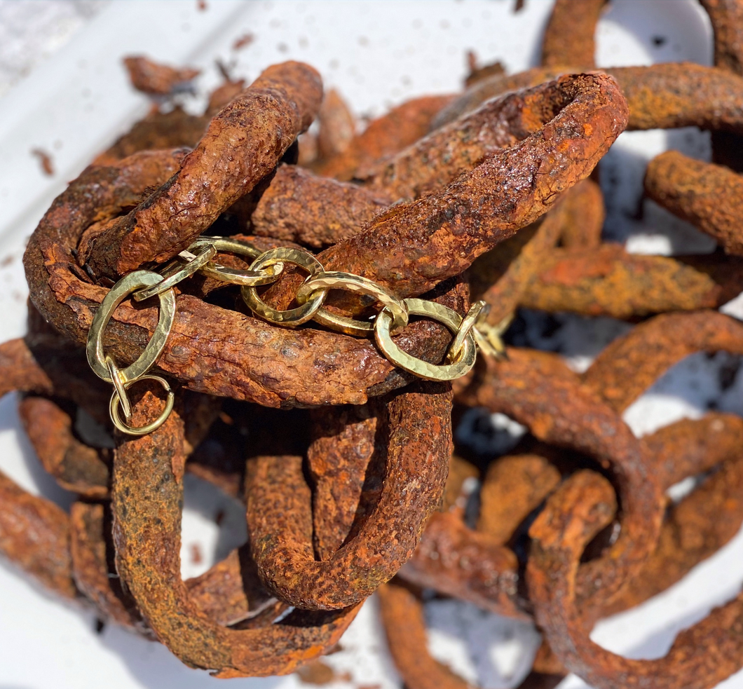 Hammered Brass Link Bracelet