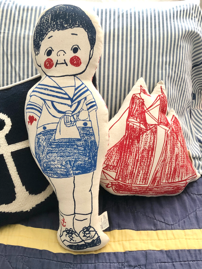 Sailor Boy & Ship Sketch Pillows