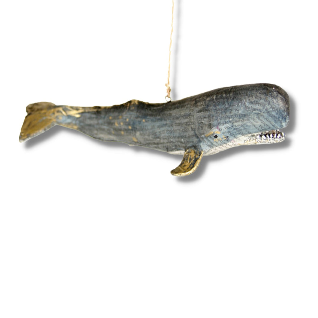Paper Mache Whale Ornament